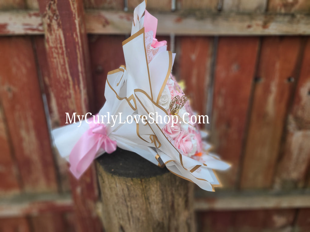 Floral Glitter Roses Bouquet. Comes with two gold butterflies. Banner and Lights are additional. See selection.