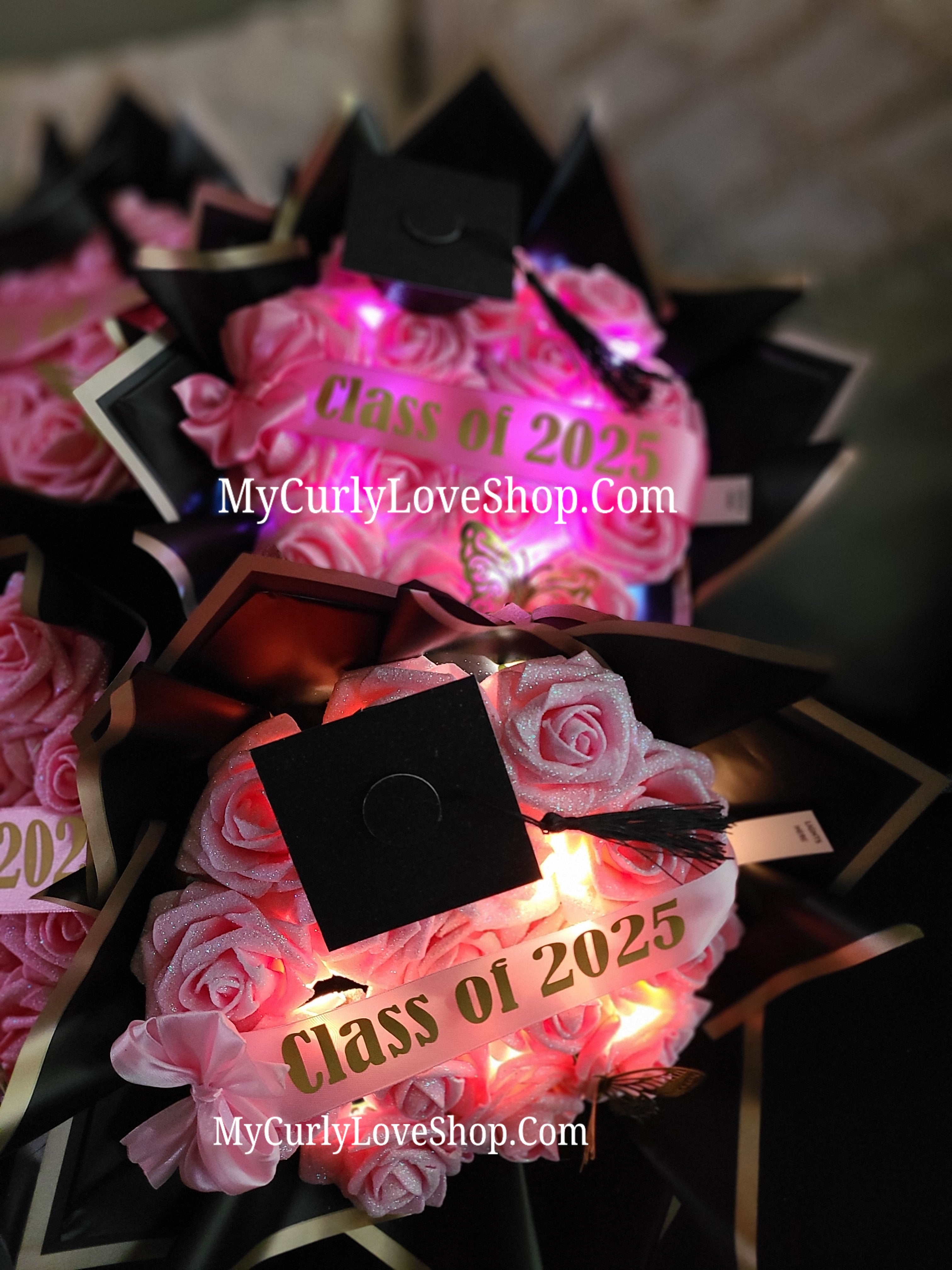 Glitter Roses Bouquet: Tiara and Butterfly Included (Tiara and Butterfly Shape Can Vary Depending on Availability) Banner and Lights are additional.
