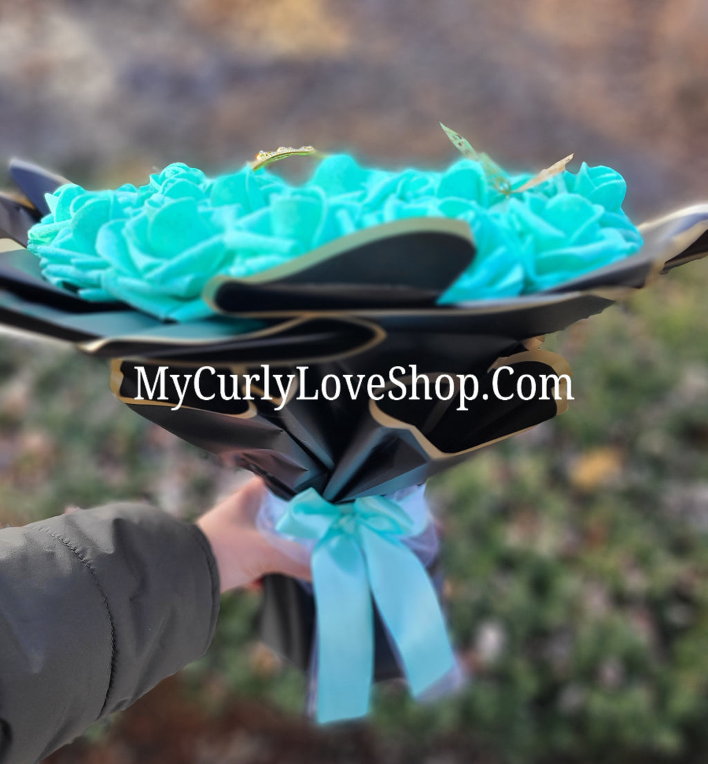 Glitter Roses Bouquet: Tiara and Butterfly Included (Tiara and Butterfly Shape Can Vary Depending on Availability) Banner and Lights are additional.