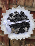 Glitter Roses Bouquet: Tiara and Butterfly Included (Tiara and Butterfly Shape Can Vary Depending on Availability) Banner and Lights are additional.