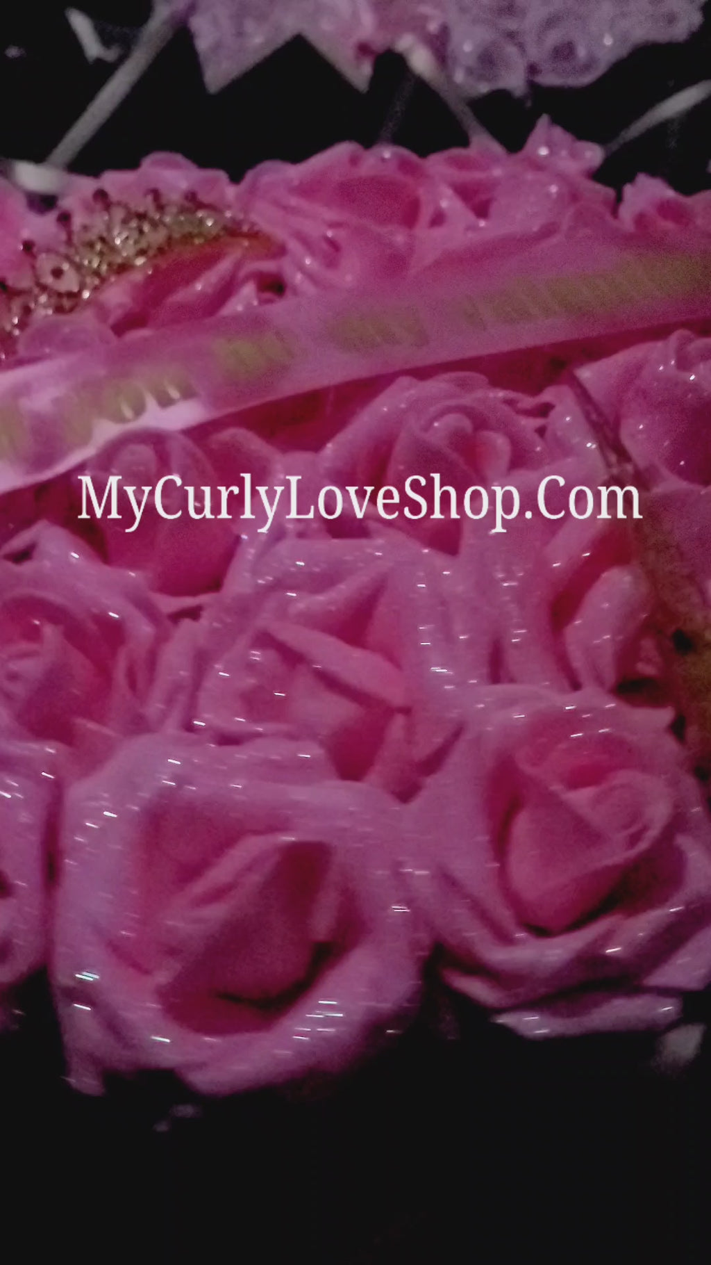 Glitter Roses Bouquet: Tiara and Butterfly Included (Tiara and Butterfly Shape Can Vary Depending on Availability) Banner and Lights are additional.