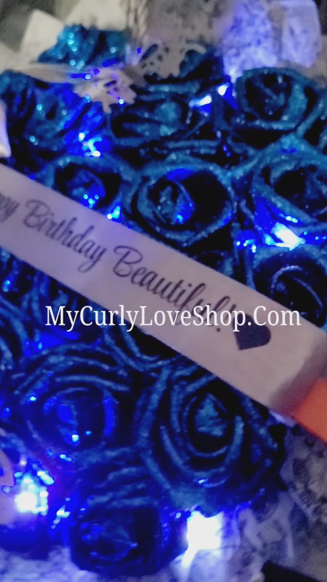 Floral Glitter Roses Bouquet. Comes with two silver butterflies. Banner and Lights are additional. See selection.