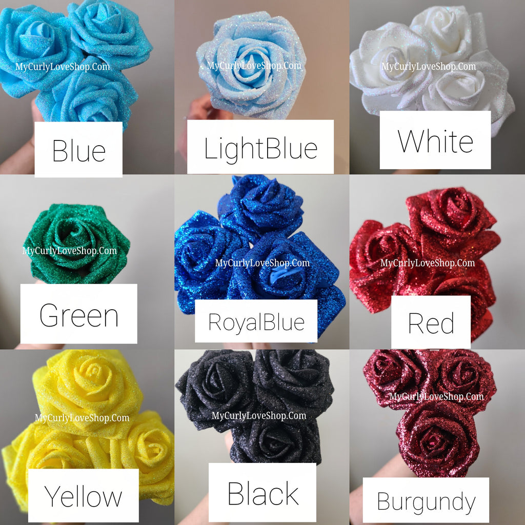 Graduation Glitter Roses Bouquet. Graduation Cap and 2 gold butterflies Included. Banner and Lights are additional.